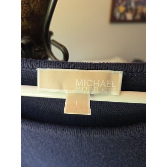 Michael Kors Blue Pullover Hi-Lo Sweater with Zipper Accents Women's Large - Picture 3 of 6